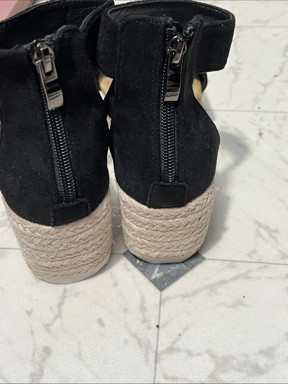 Women's Black Suede Wrap-Strap Sandals